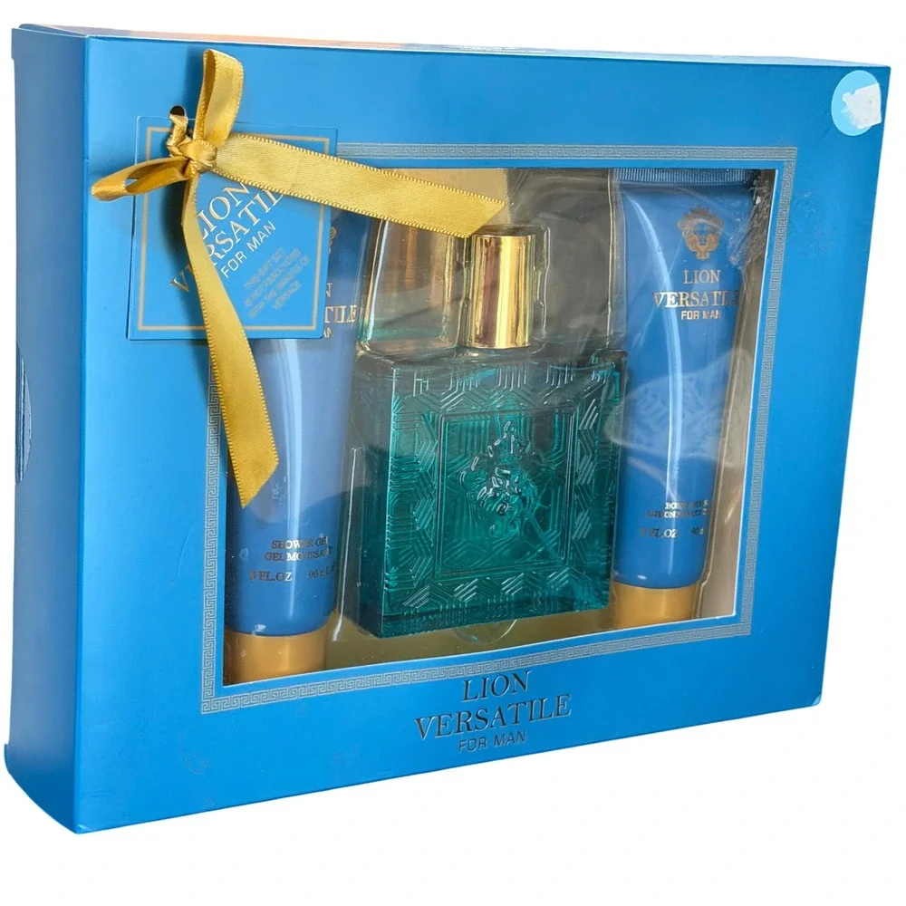 Lion Versatile For Man EBC Collection Fragrance Gift Set 3.4oz Spray Lotion Gel
